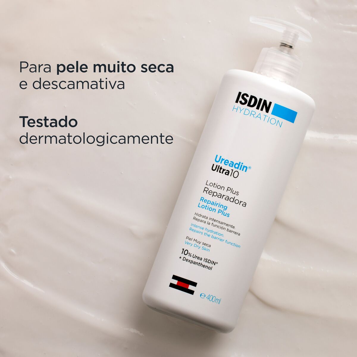 Isdin Ureadin Ultra10 Lotion Plus 400ml - Moisturizing body cream with 10% ISDIN® Urea and Dexpanthenol, for dry and very dry skin.