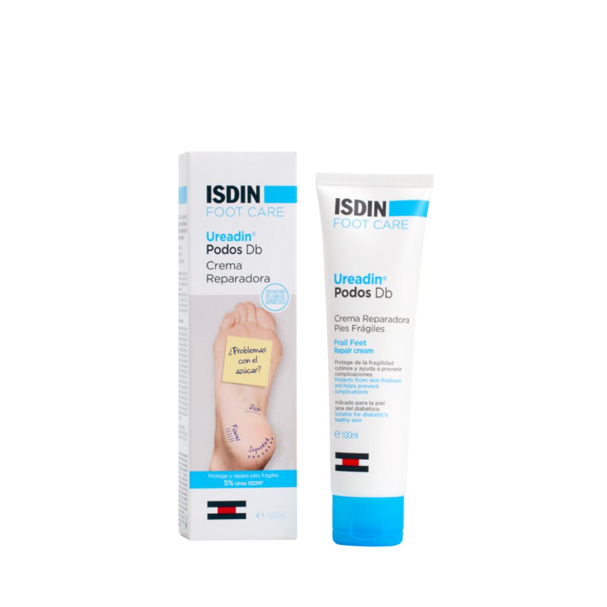 Isdin Ureadin Podos Db 100ML - Moisturizing cream for fragile feet, with 5% ISDIN® Urea. Indicated for healthy diabetic skin.