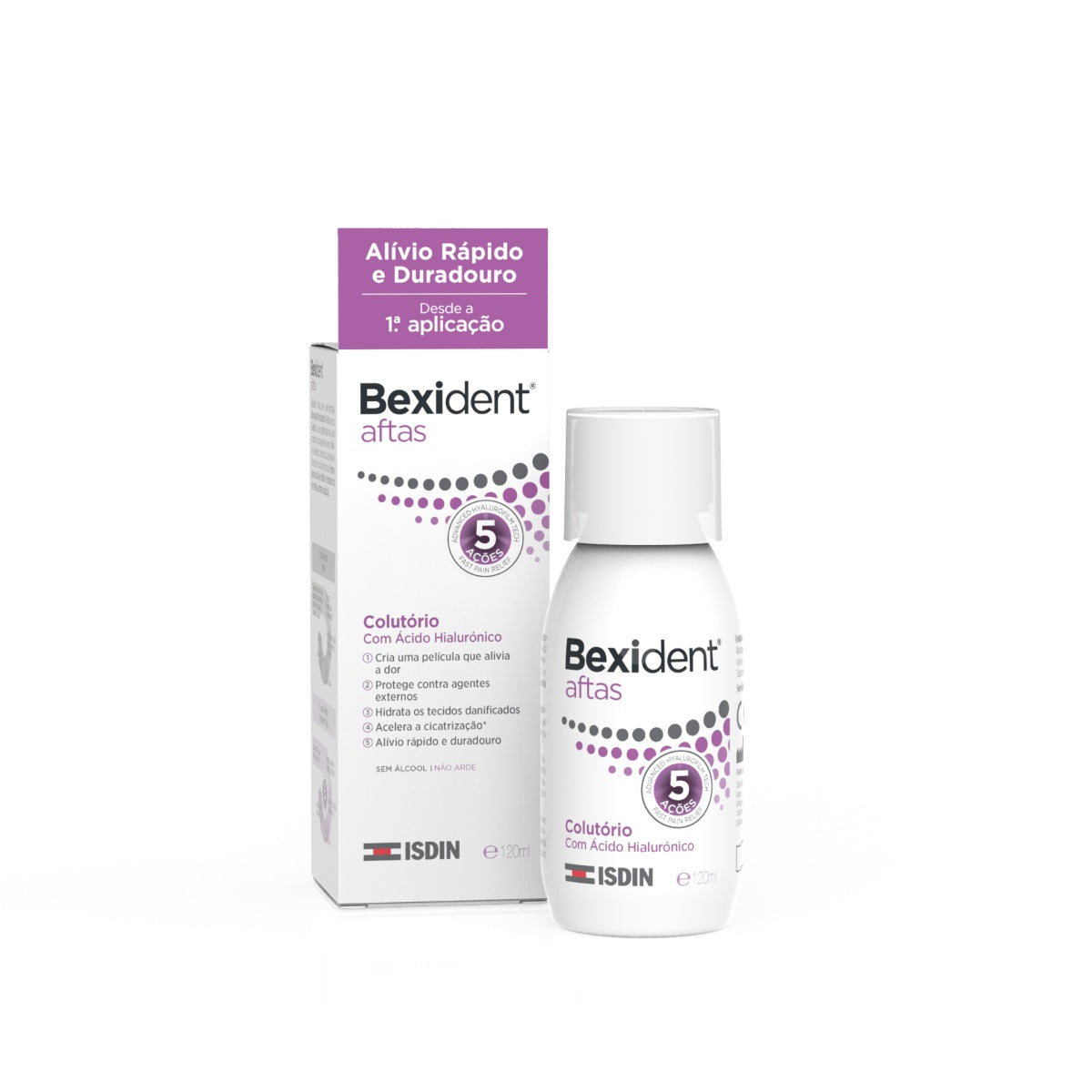 Isdin Bexident AFTAS 120ML - Mouthwash with hyaluronic acid for canker sores.