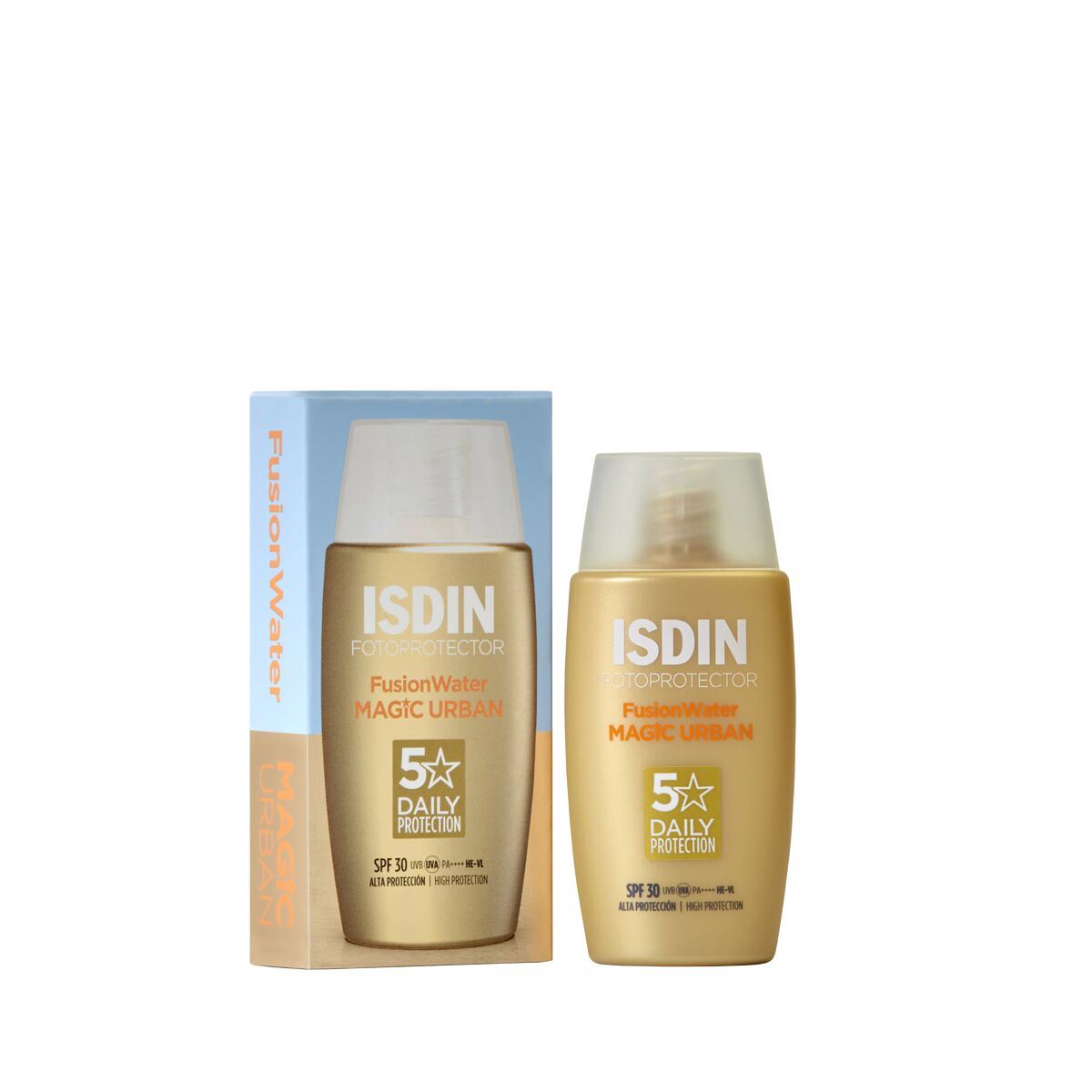 Isdin Fotoprotetor Fusion Water Magic Urban SPF30 50ML - Facial sunscreen for urban environments.