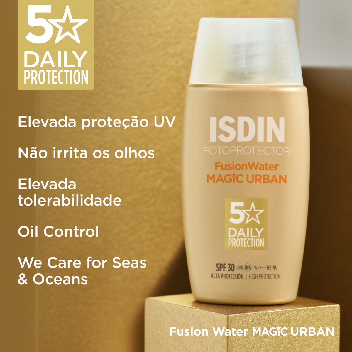 Isdin Fotoprotetor Fusion Water Magic Urban SPF30 50ML - Facial sunscreen for urban environments.
