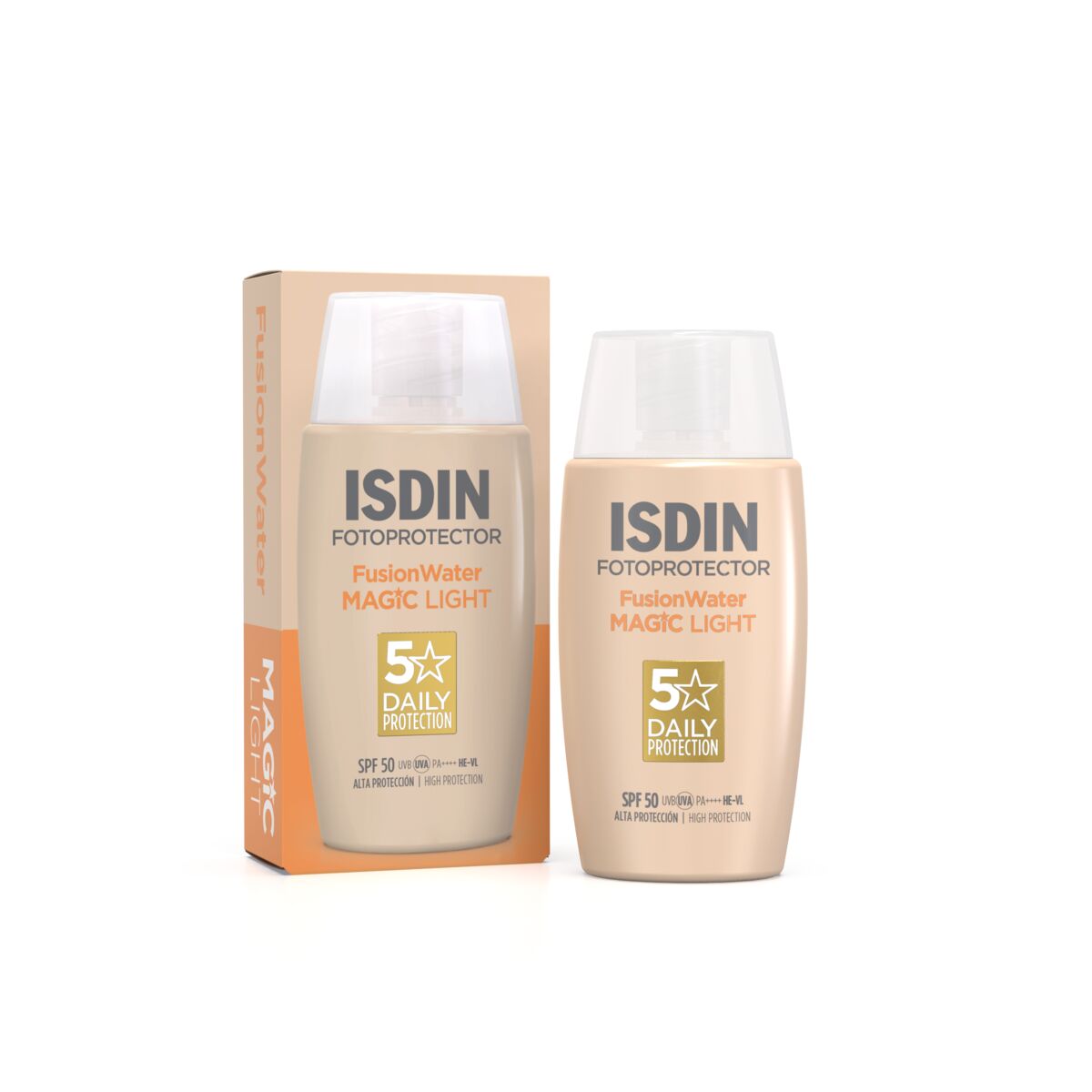 Isdin Fotoprotetor Fusion Water Magic Color Light SPF50 50ML - Ultra-light facial sunscreen with color