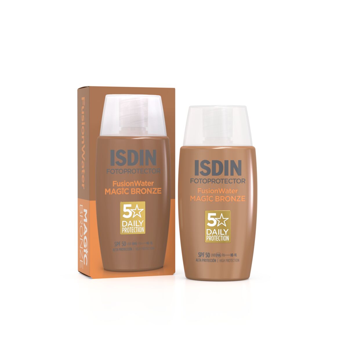 Isdin Fotoprotetor Fusion Water Magic Color Bronze SPF50 50ML - Ultra-light facial sunscreen with color