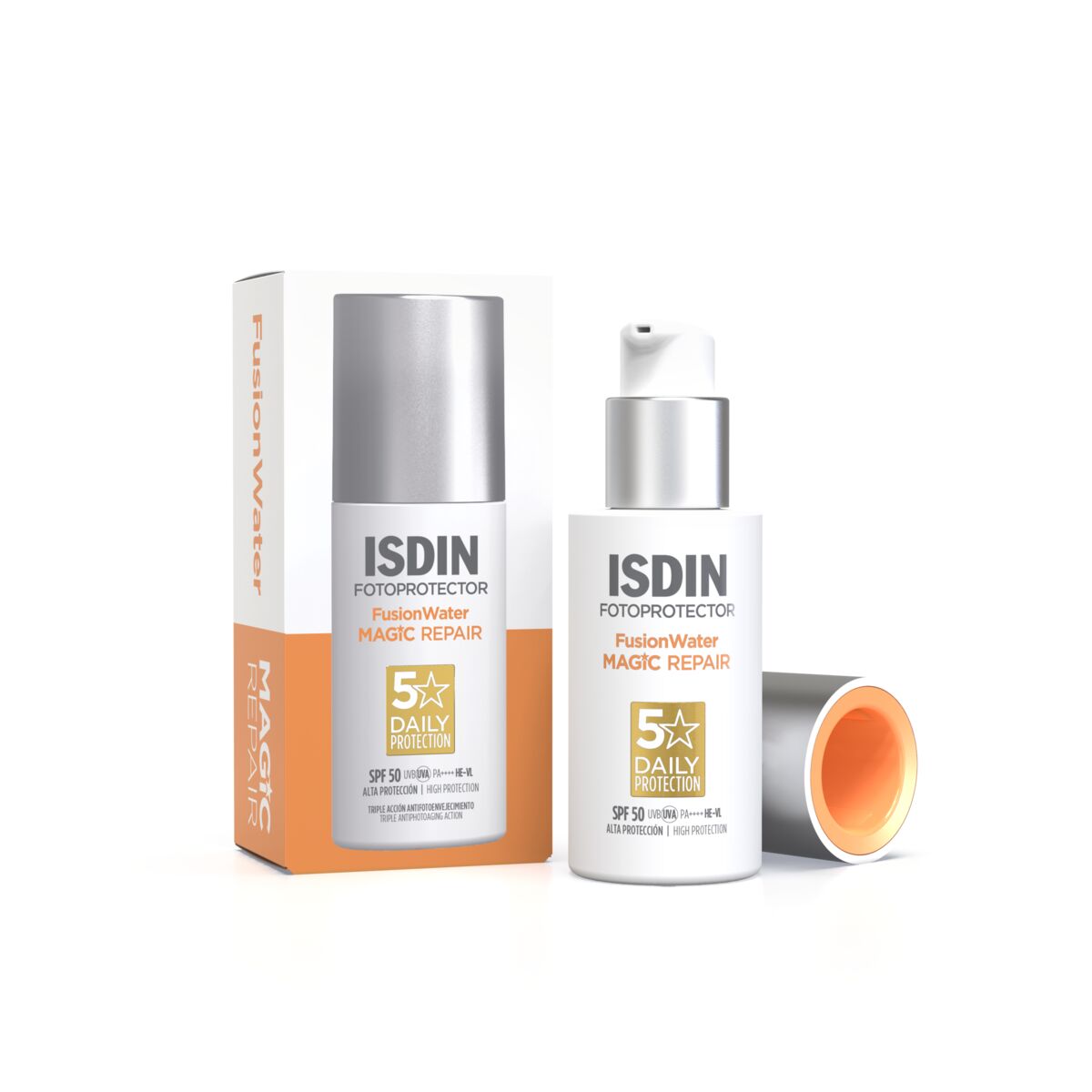 Isdin Fotoprotector FusionWater Magic Repair SPF50 50ML - Ultra-light facial sunscreen with triple anti-photoaging action.