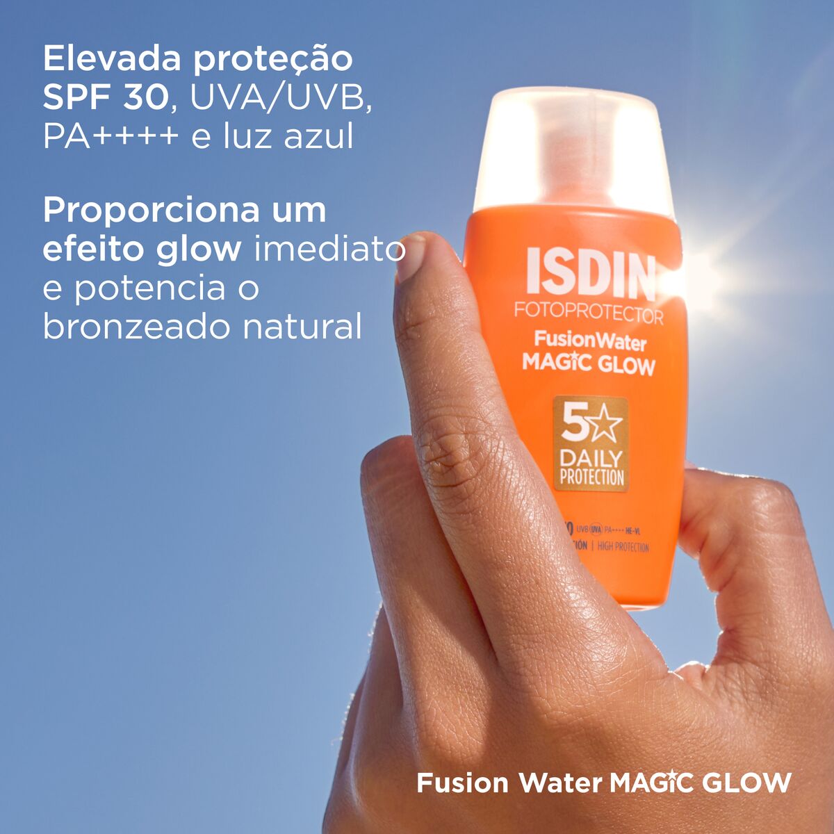 Isdin Fotoprotector FusionWater Magic Glow SPF30 50ML - Protetor solar facial ultraligeiro e com efeito glow