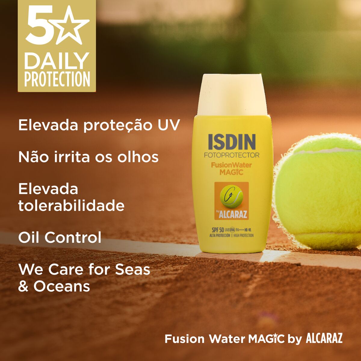 Isdin Fotoprotector FusionWater Magic by Alcaraz SPF50 50ML - Ultra-light facial sunscreen formulated for athletes.