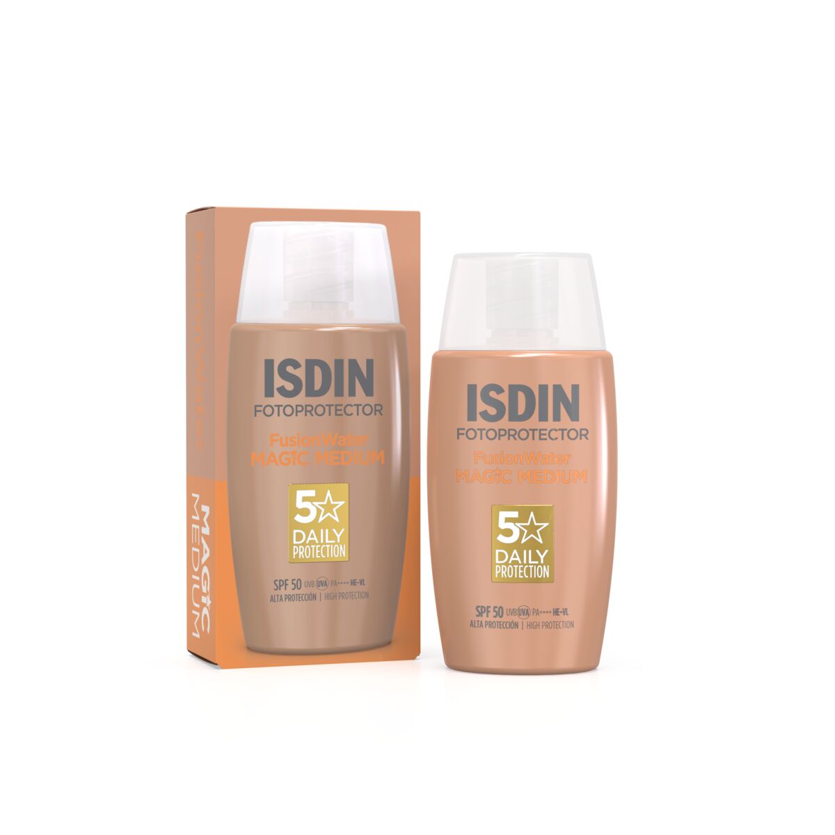Isdin Fotoprotetor Fusion Water Magic Color Medium SPF50 50ML - Ultra-light facial sunscreen with color