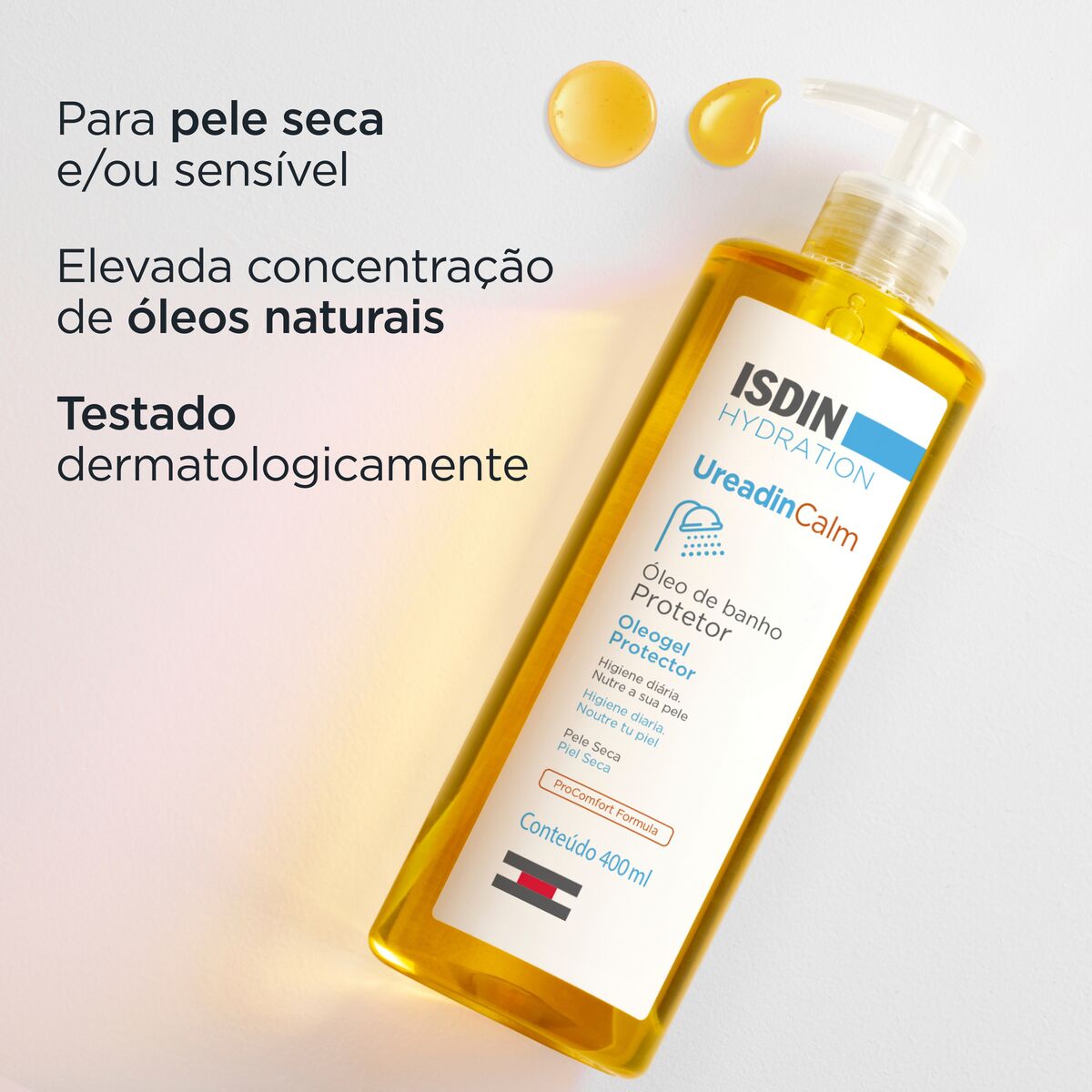 Isdin Ureadin Calm OleoGel 400ML - Gel-Óleo para higiene corporal, sem sabão, para pele seca com prurido