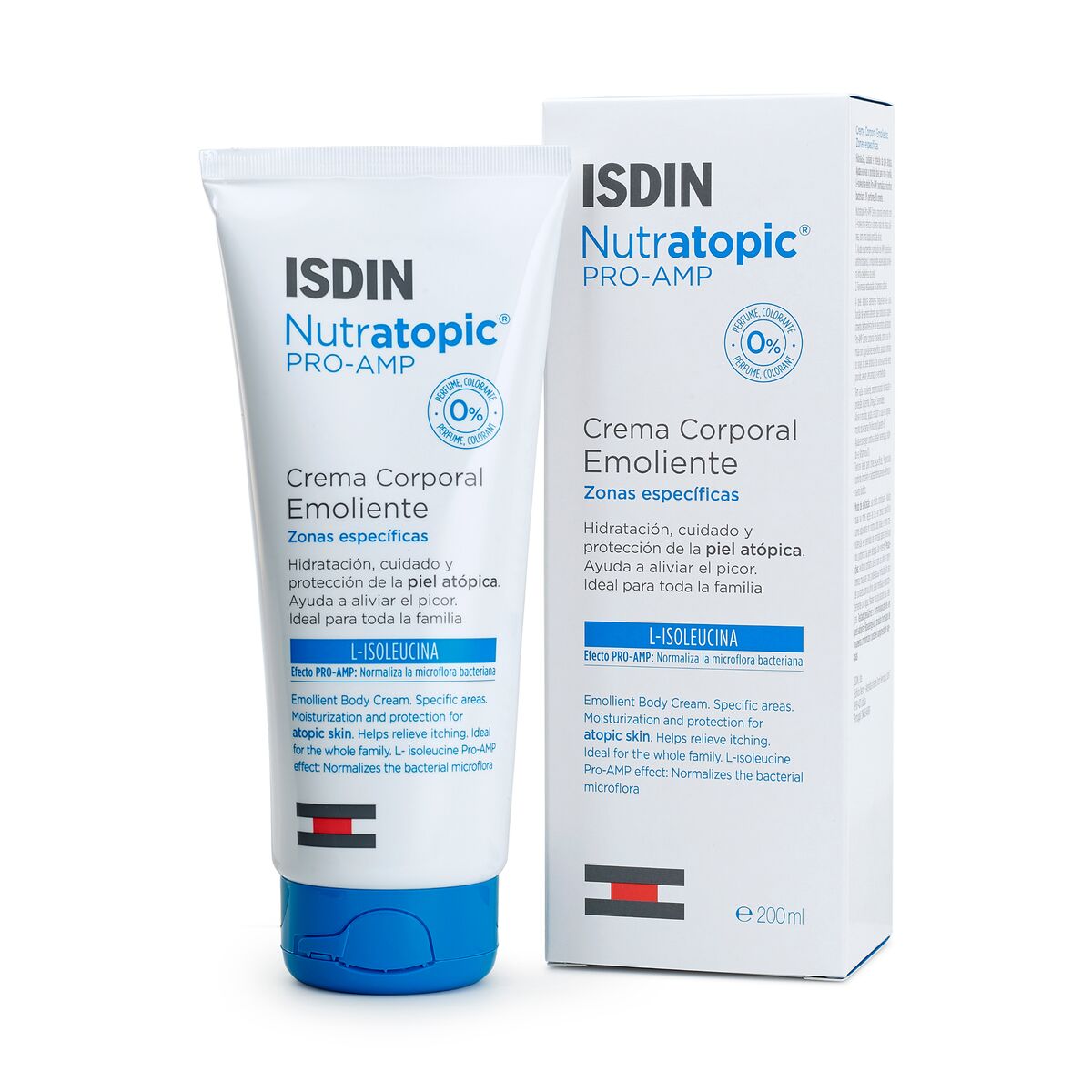 Isdin Nutratopic Emollient Cream 200ML - Moisturizing body cream for atopic skin, specific areas.