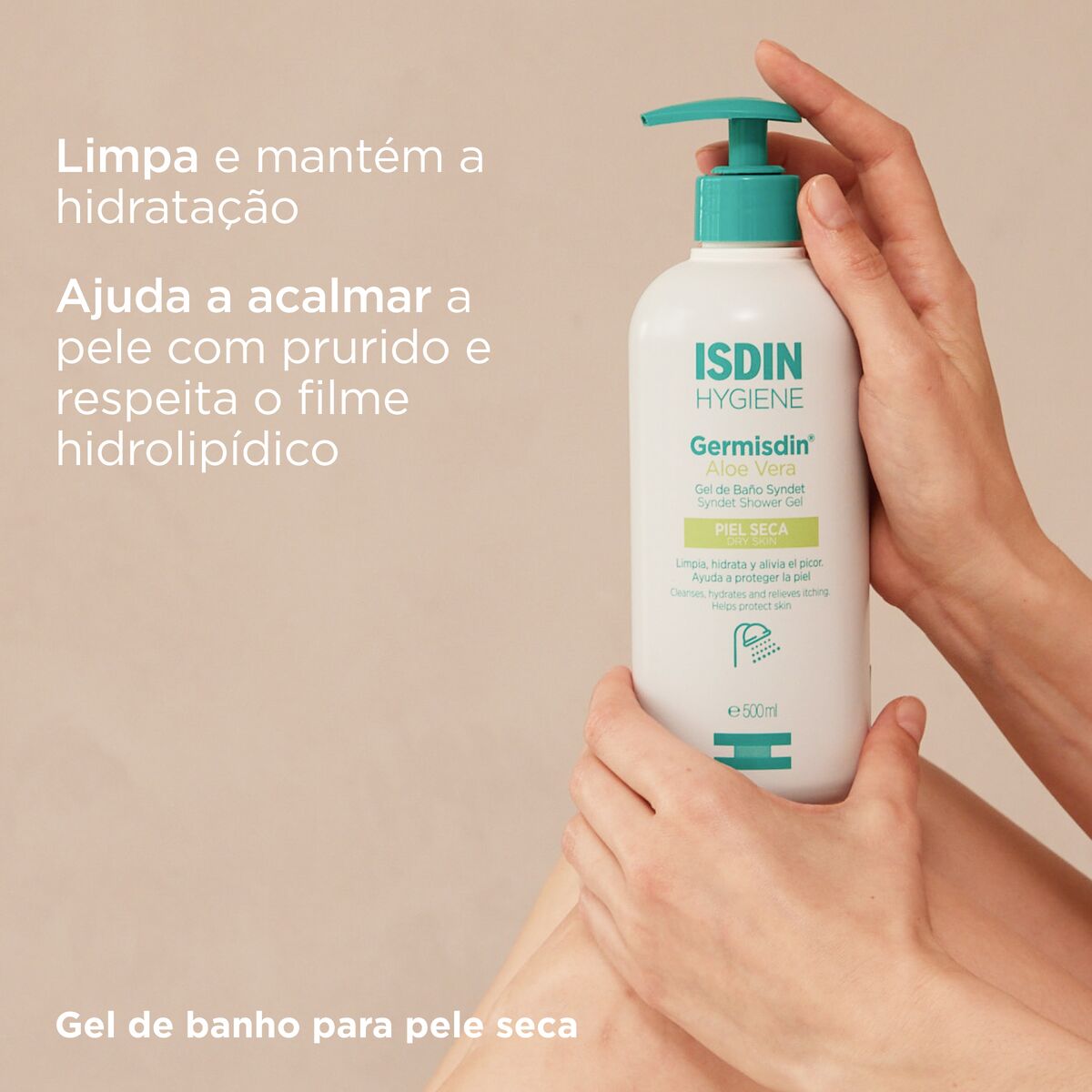 Isdin Germisdin Aloe Vera 1000ML - Body gel for body and hand hygiene with Aloe vera for dry skin.