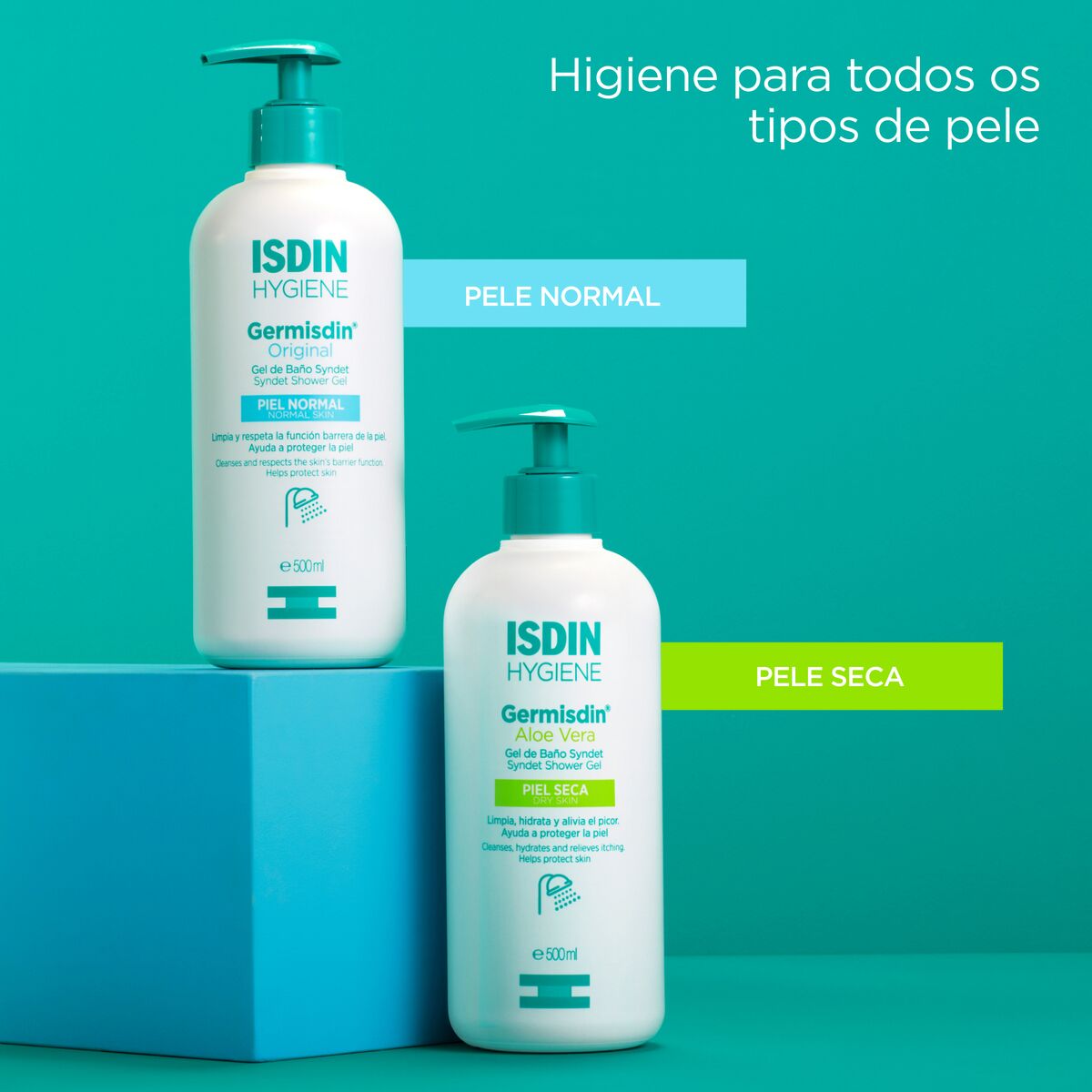 Isdin Germisdin Aloe Vera 1000ML - Body gel for body and hand hygiene with Aloe vera for dry skin.