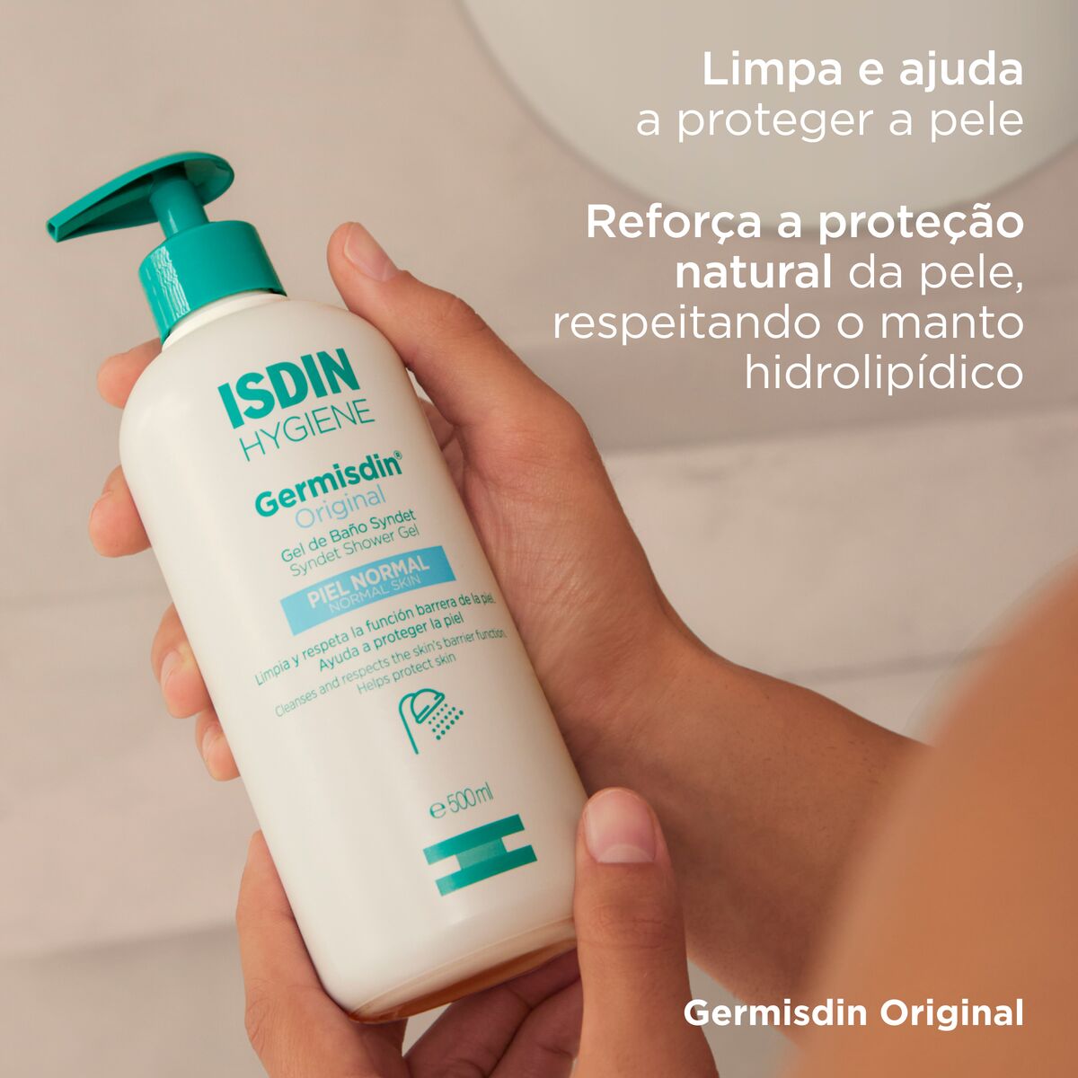Isdin Germisdin Original 500ML - Body gel for body and hand hygiene, with physiological pH.