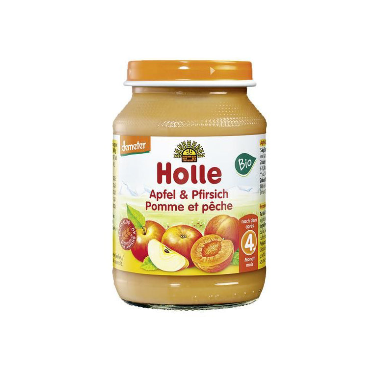 Holle Bio Boião Puré de Maçã e Pêssego 190g 4m+