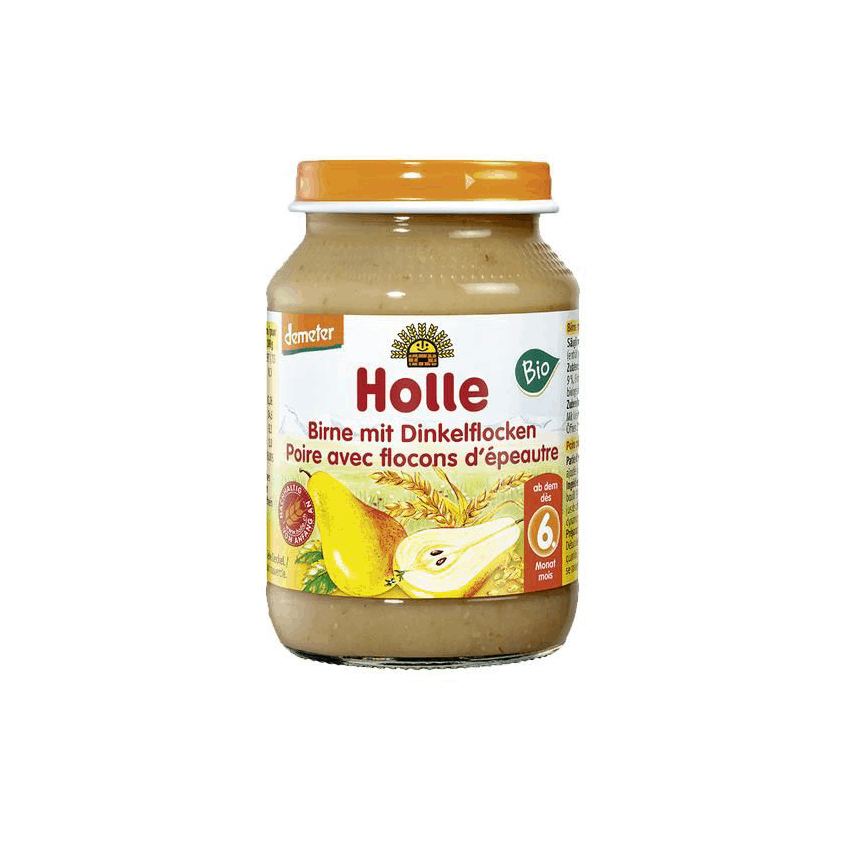 Holle Bio Boião Puré de Pêra e Flocos de Trigo Espelta 190g 6m+