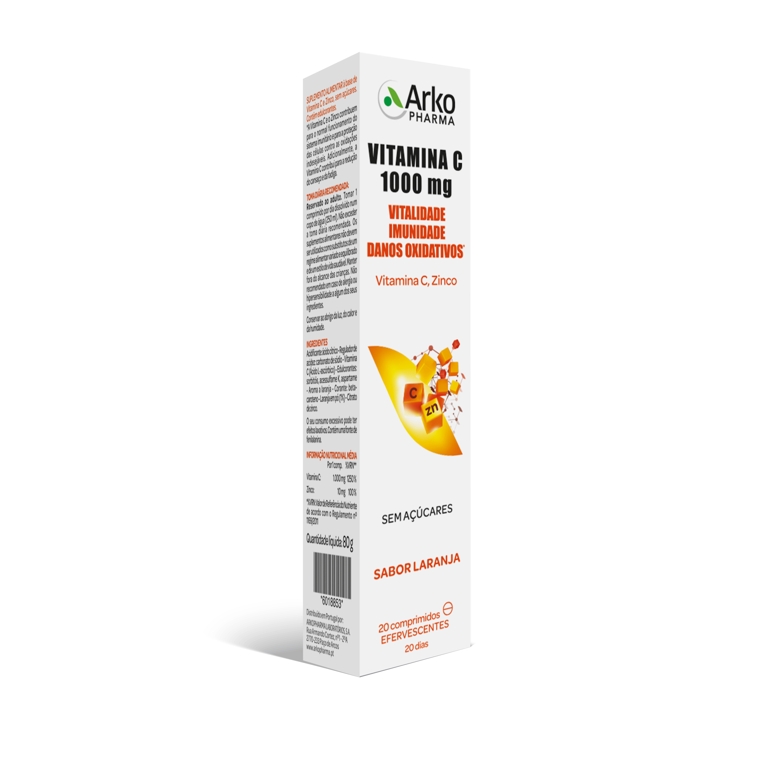 Arkopharma Vitamin C 1000mg + Zinc 20 Effervescent Tablets