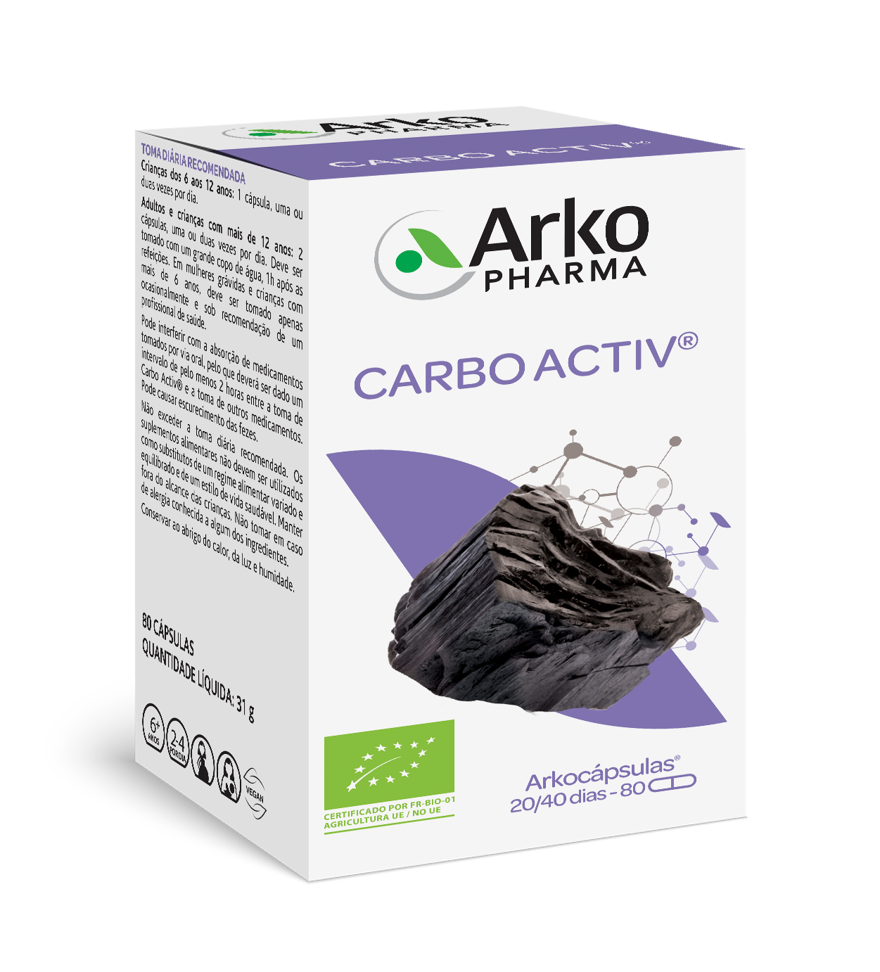 Arkocápsulas Carbo Activ BIO 80 capsules