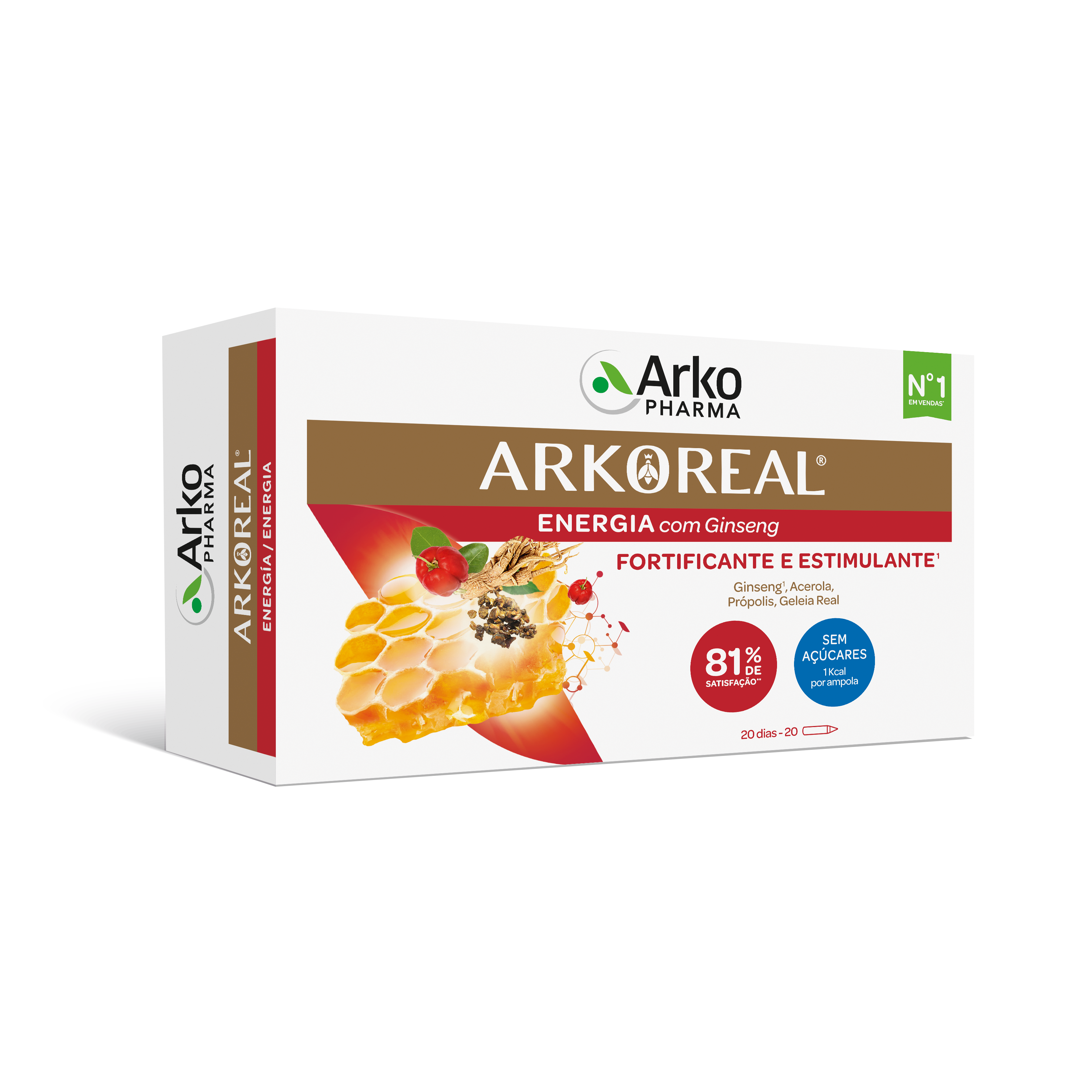 Royal Jelly Arkoreal + Ginseng Sugar-Free 20 ampoules