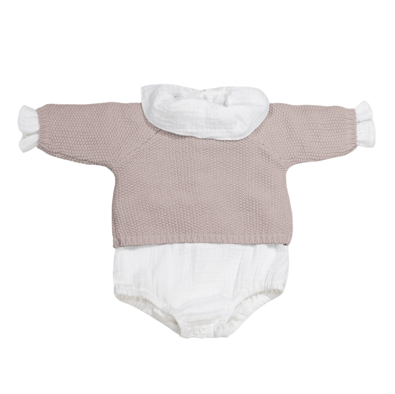 Pasito a Pasito Conjunto Recém-nascido Tricot Rosa