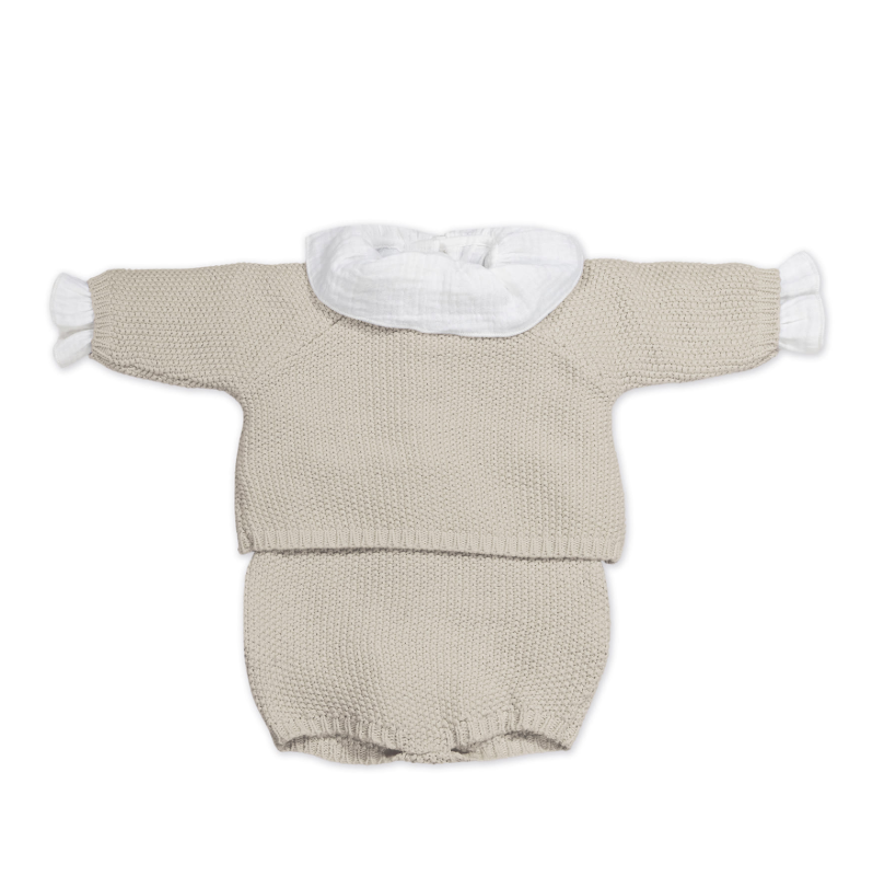 Pasito a Pasito Conjunto Recém-nascido Tricot Bege
