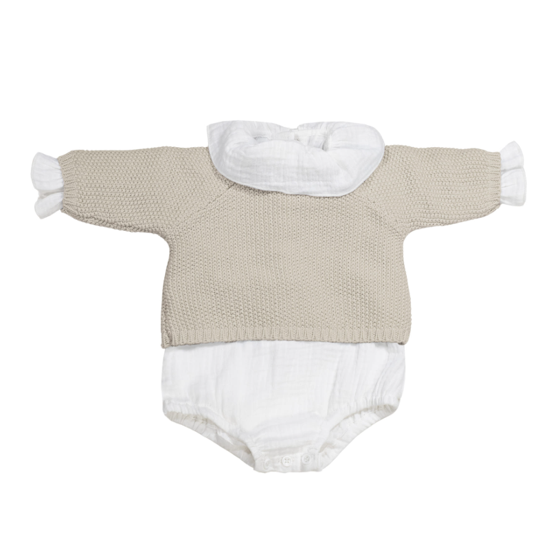 Pasito a Pasito Conjunto Recém-nascido Tricot Bege