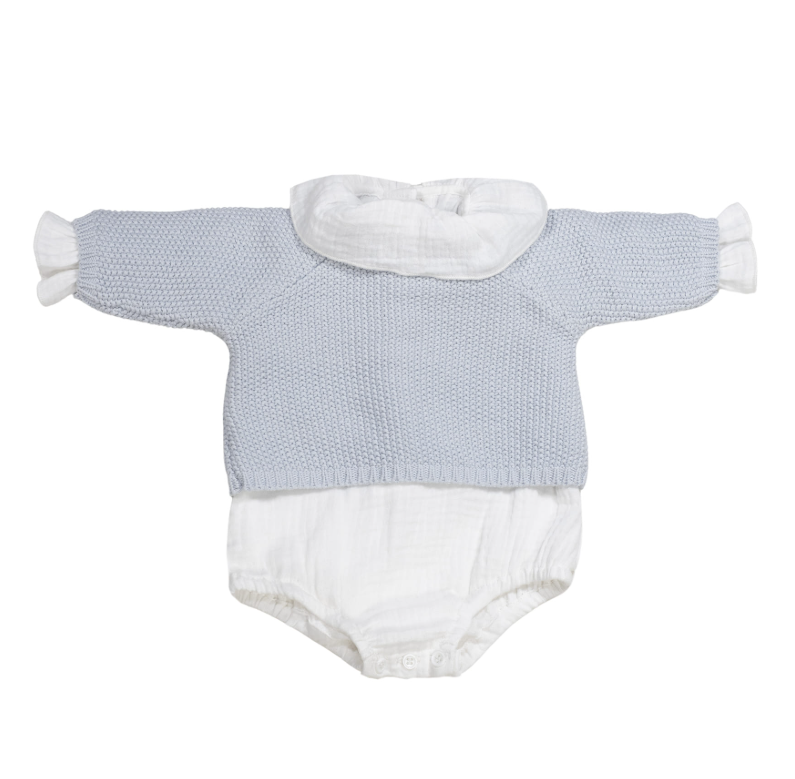 Pasito a Pasito Conjunto Recém-nascido Tricot Azul