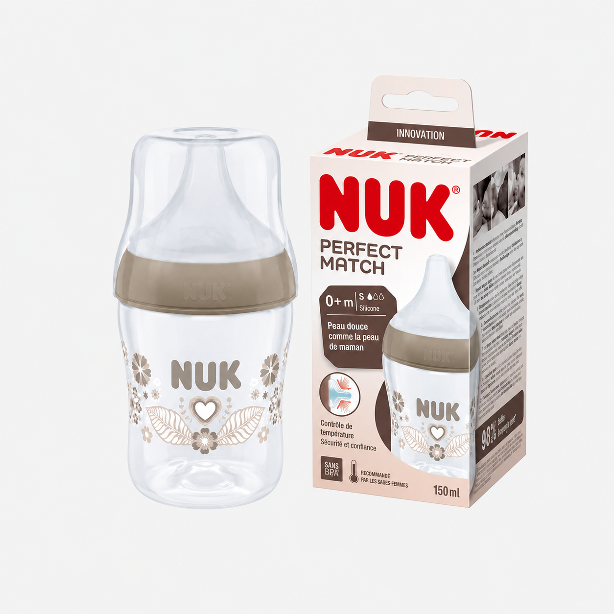 Nuk Perfect Match Biberão PP 150 Cor Tetina Silicone S