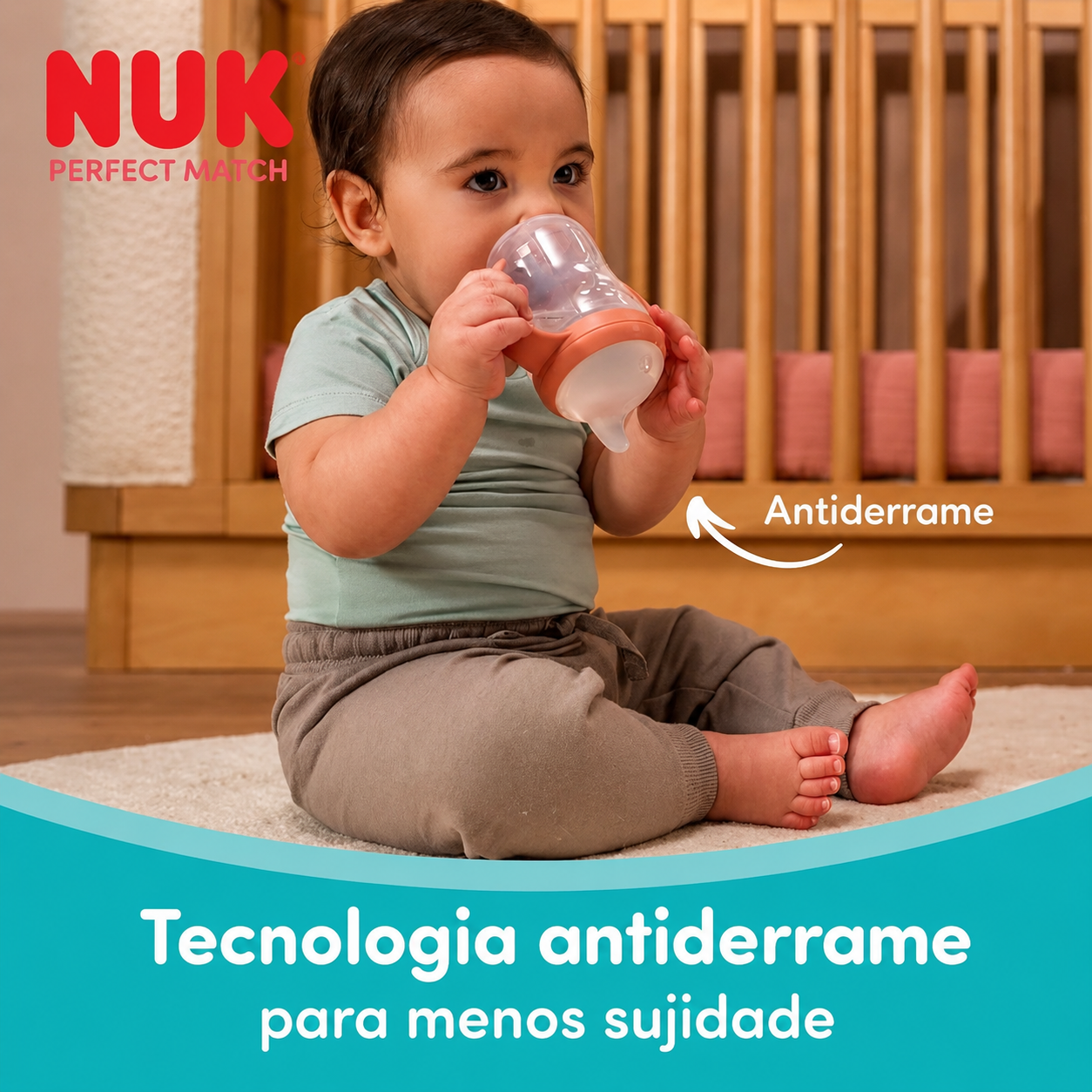 Nuk Perfect Match Biberão Aprendizagem Verde 150Ml
