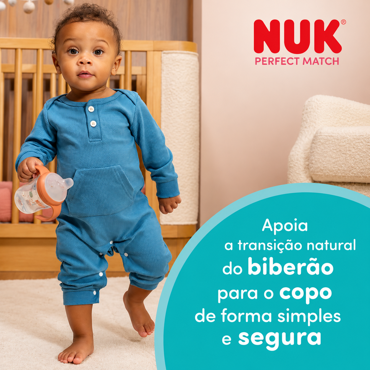 Nuk Perfect Match Biberão Aprendizagem Verde 150Ml