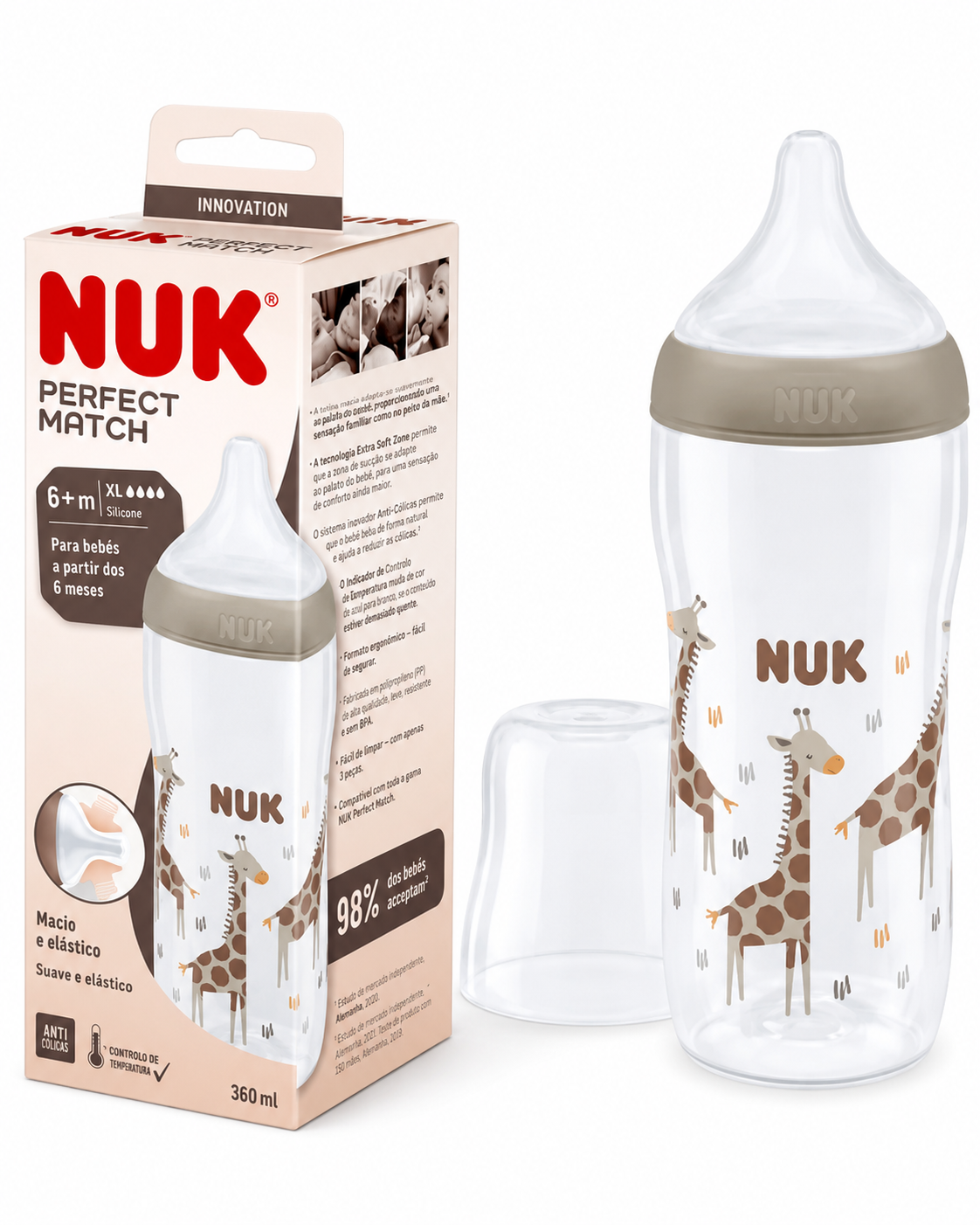Nuk Perfect Match Biberão Anticólicas XL 360Ml 6M+
