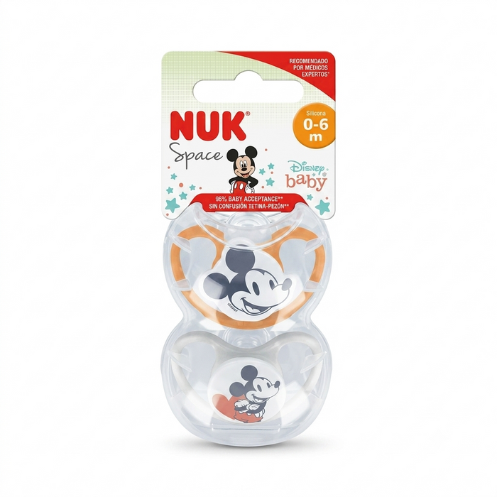 Nuk Space Disney Mickey Chupeta Silicone 0-6M X2