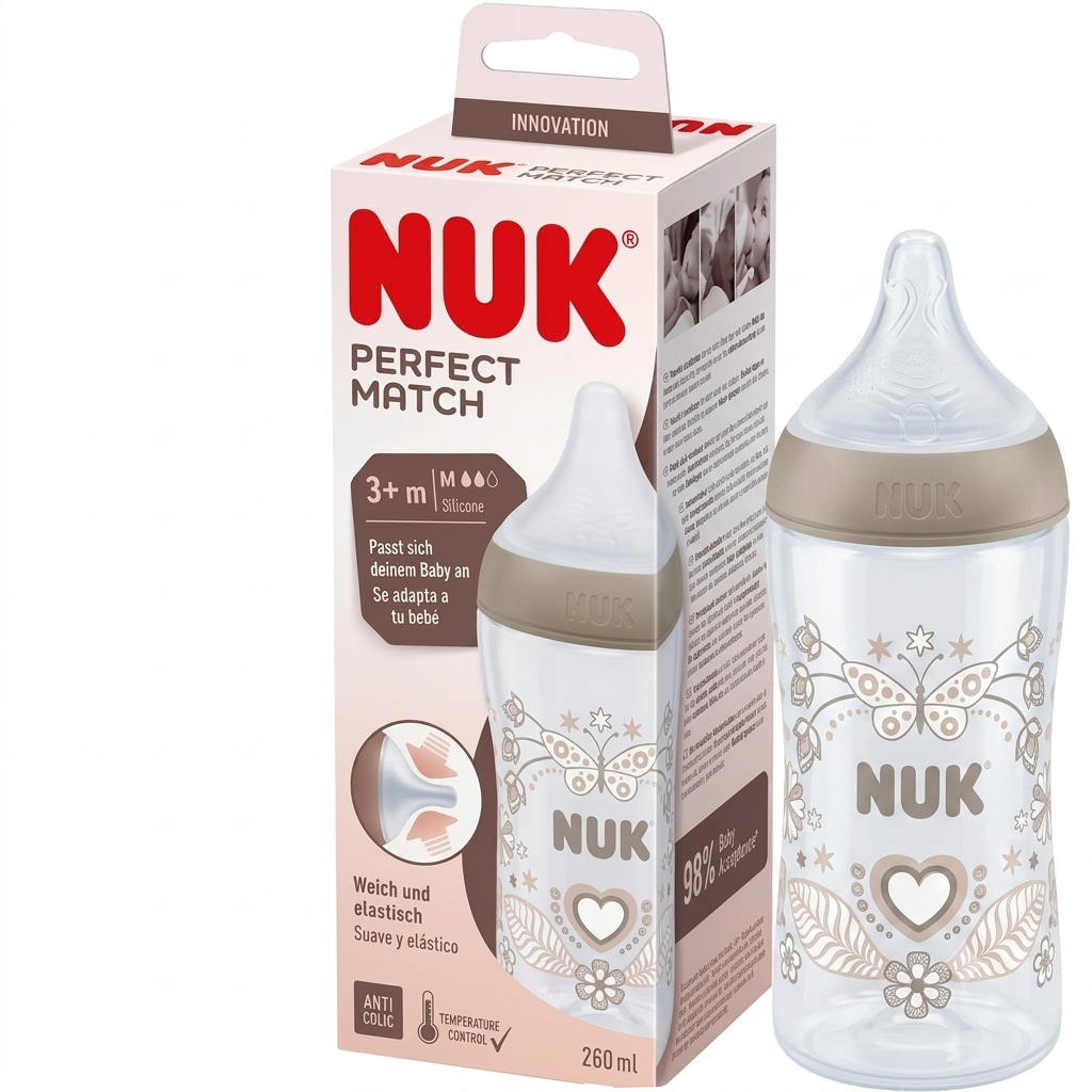 Nuk Perfect Match Biberão PP 260 Cor Tetina Silicone M