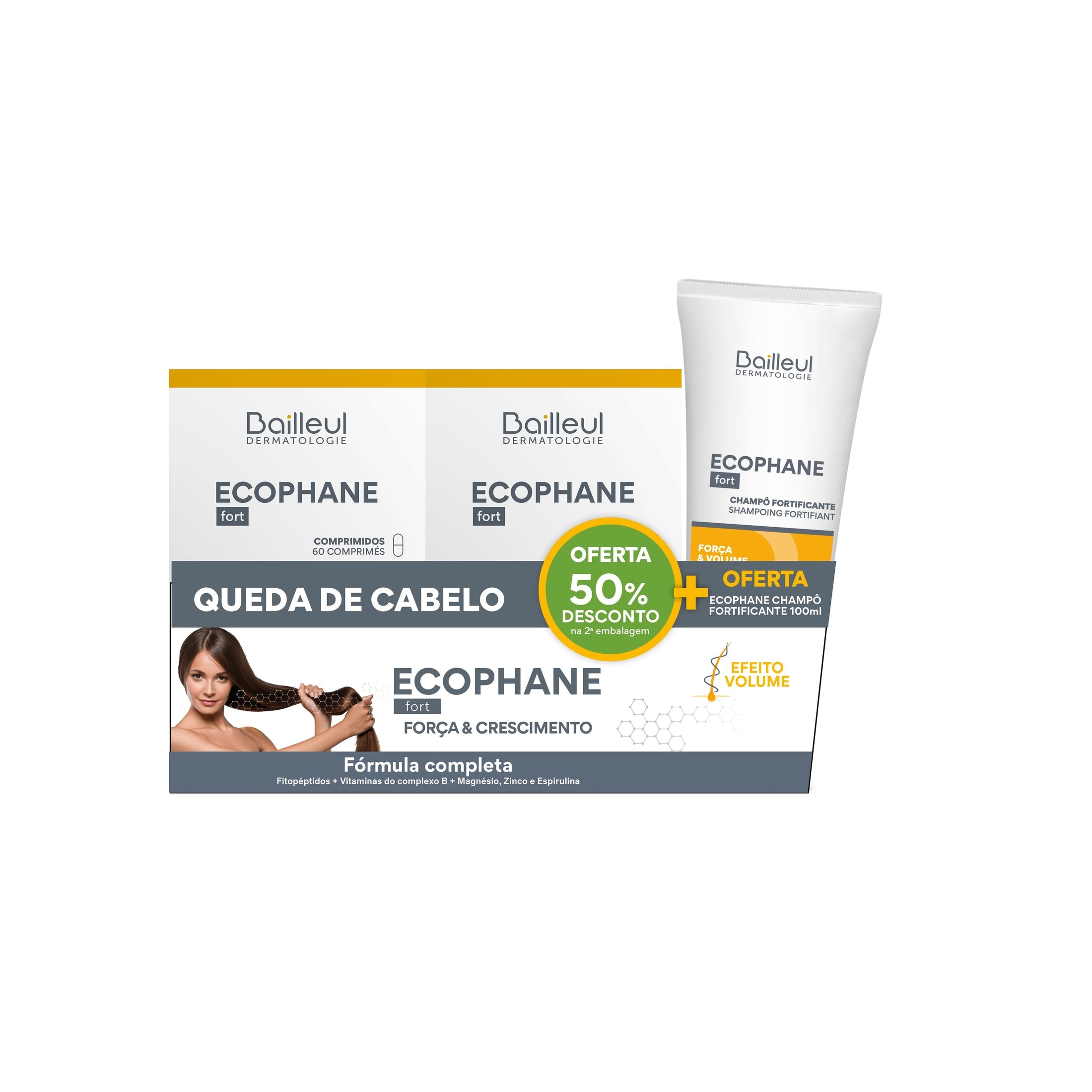 Ecophane Fort 2 x 60 comprimidos + Champô FORT 100 mL