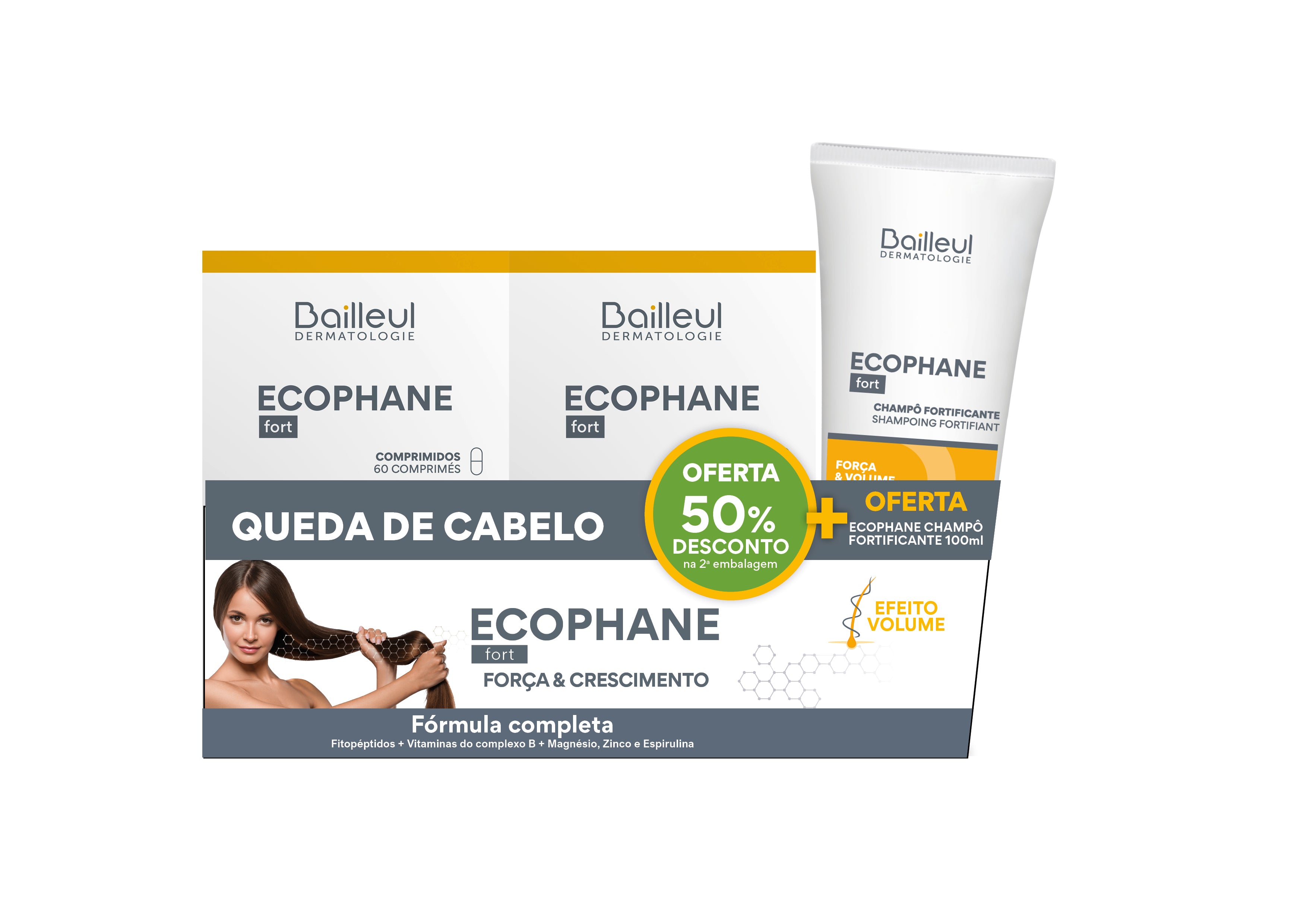 Ecophane Fort 2 x 60 comprimidos + Champô FORT 100 mL