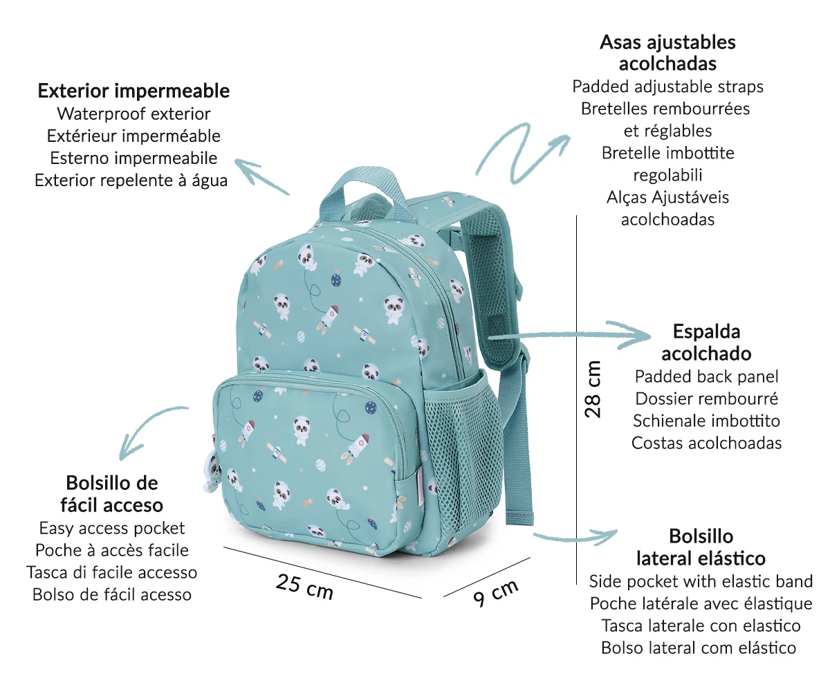 Tutete Mochila Infantil Pandas in Space
