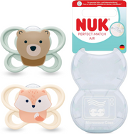 Nuk Perfect Match Air Chupeta Raposa+Urso 0-6M X2