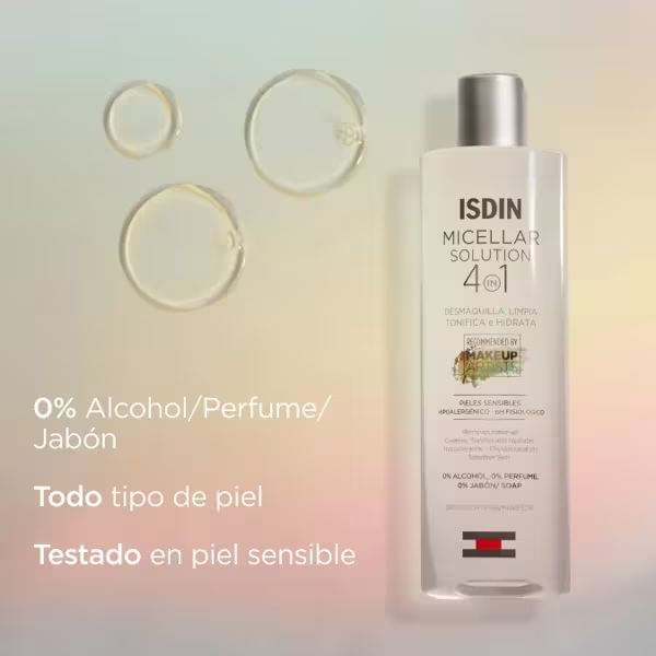 Isdin Micellar Solution 400ML - Micellar water for moisturizing facial cleansing. Effectively removes makeup.