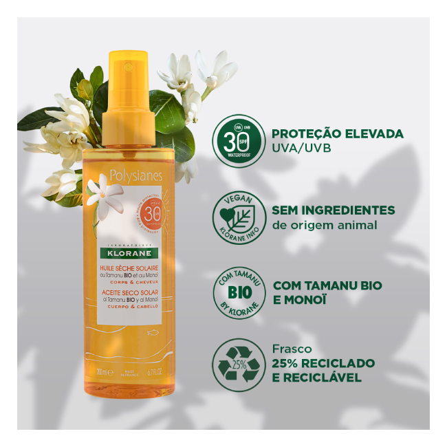Klorane Solar Poly Óleo Seco Spf30 200Ml