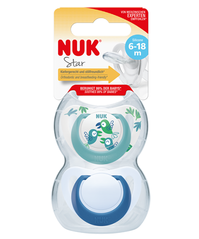 Nuk Star Daynight Chupeta Silicone T2 6-18m X2