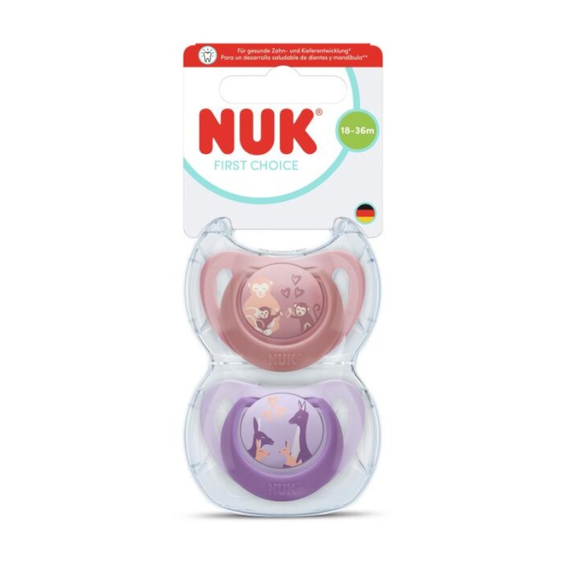 Nuk First Choice Chupeta Macaco+Canguru 18-36M X2