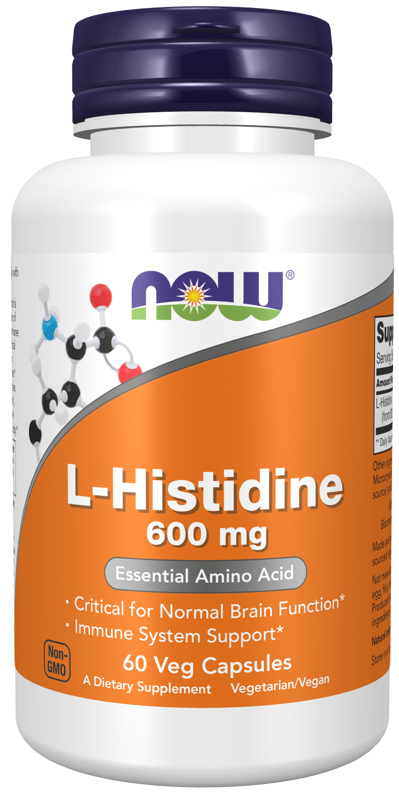 Now L-Histidina 600 mg 60 Cápsulas