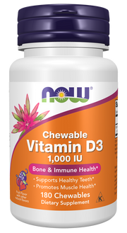 Now Vitamin D3 1000IU x180 Cápsulas Mastigáveis