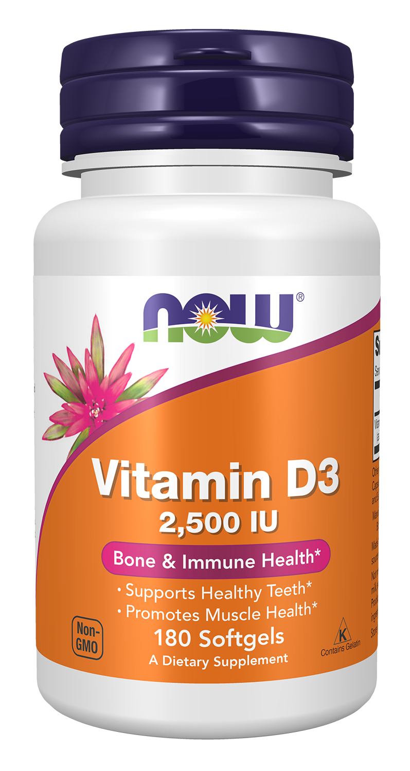 Now Vitamin D3  2500 IU  180 Cápsulas
