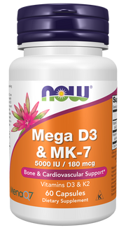 Now D-3 & MK-7 5000iu/180mcg 60 Cápsulas