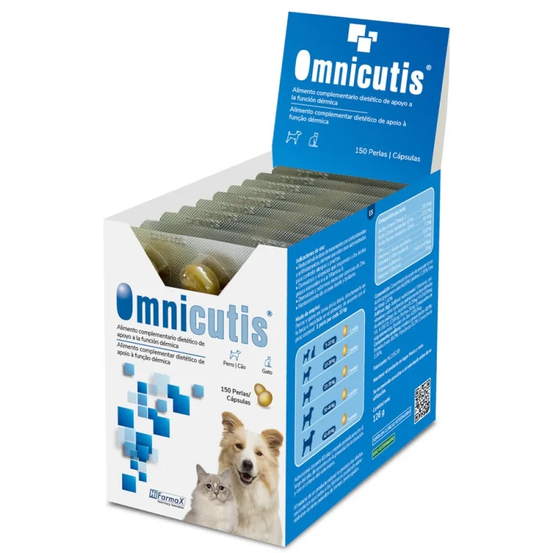Hifarmax Omnicutis 150 Cápsulas – Suplemento Dermatológico para Cães e Gatos
