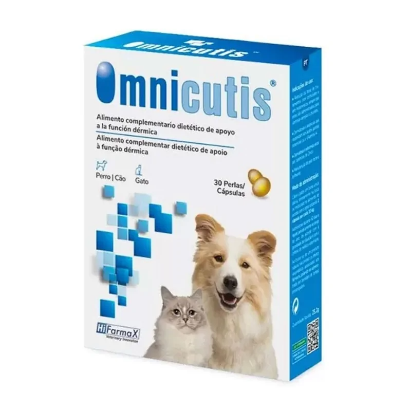 Hifarmax Omnicutis 30 Cápsulas – Suplemento Dermatológico para Cães e Gatos