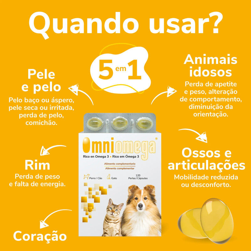 Suplemento Veterinário Omniomega Hifarmax – Embalagem de 120 Cápsulas