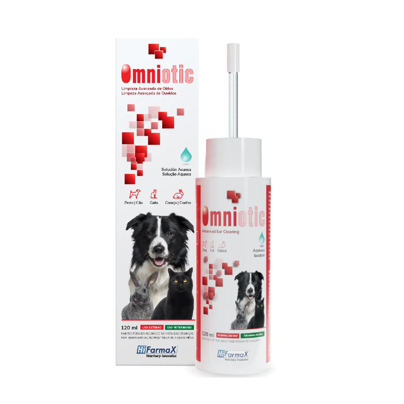 Limpador de Ouvidos Veterinário Omniotic Hifarmax – Solução Otológica 120ml