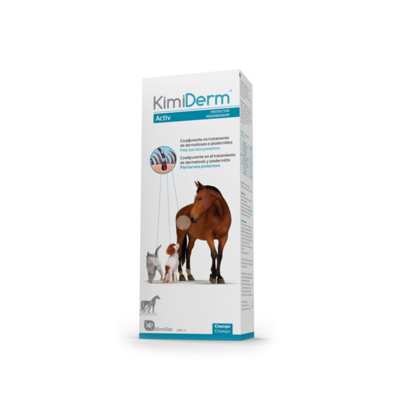 KimiPharma KimiDerm Activ Champô Antisséptico para Cães, Gatos e Cavalos – 200ml