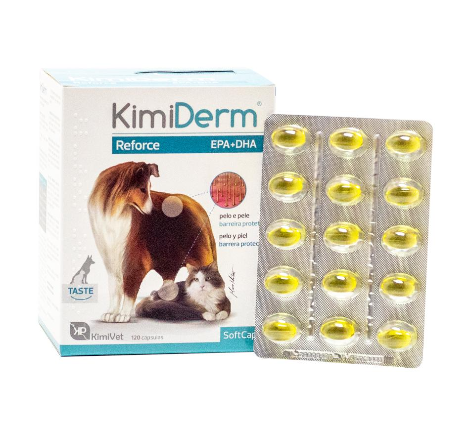 KimiPharma KimiDerm Reforce 120 Comprimidos – Suplemento Dermatológico para Cães e Gatos