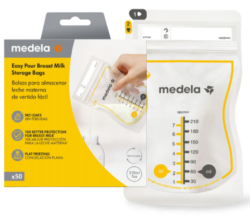 Medela Easy Pour Breast Milk Storage Bags, 50 units
